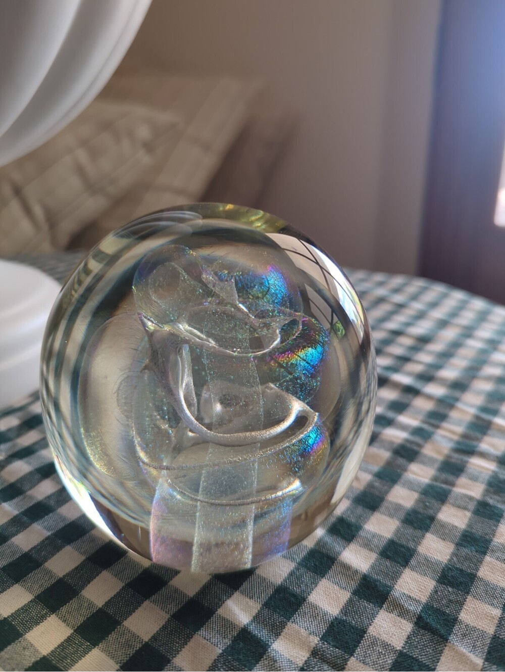 R.W. Stephan Signed & Dated 86 Artglass STUDIO Iridescent Paperweight VORTEX